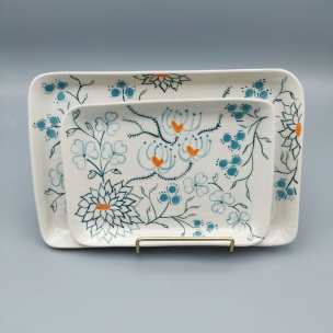 Dans la boîte noire - Virginie Deruelle - Céramique - plats fleurs bleus
